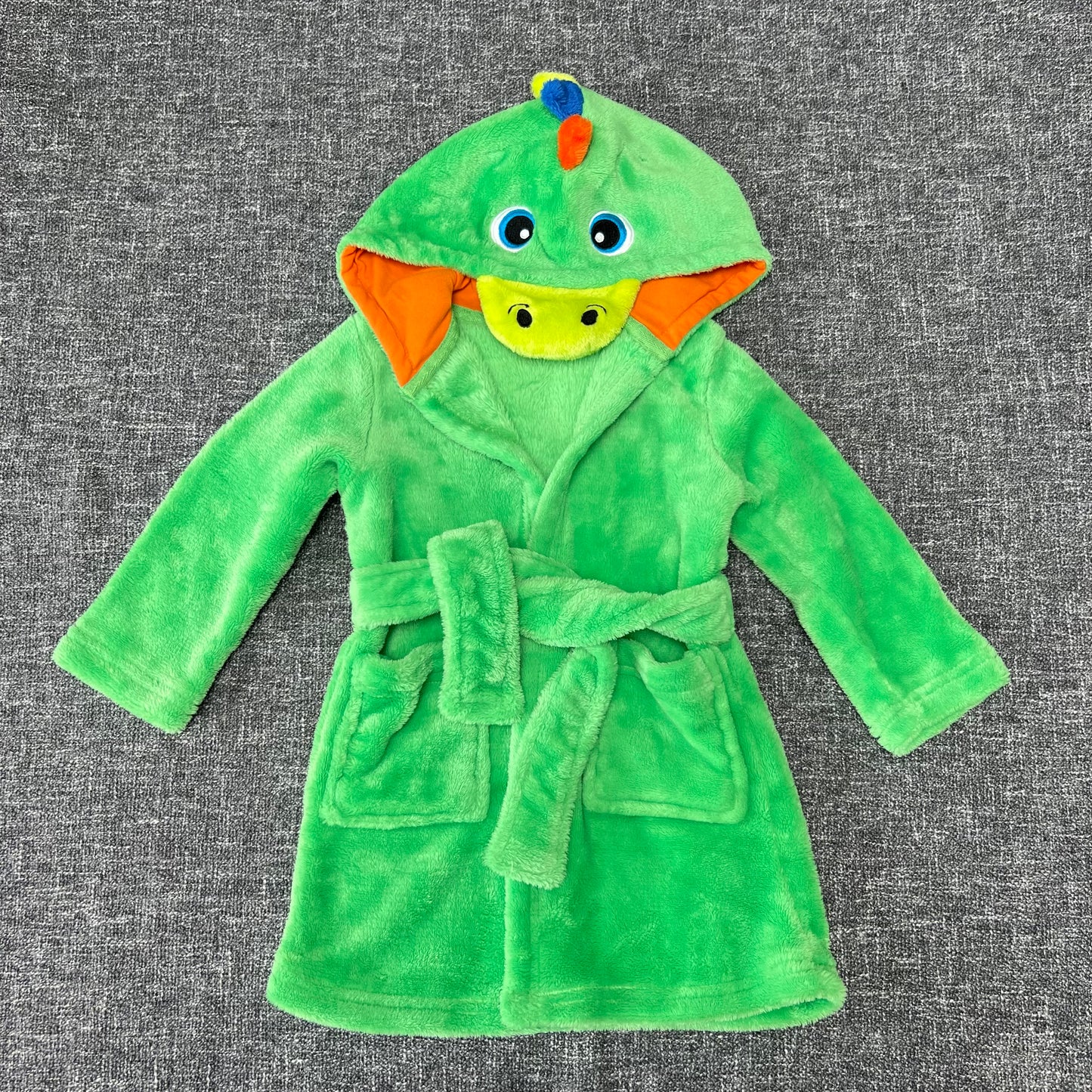 Boys 12-18 Month Green Dinosaur Fleece Dressing Gown With Hood