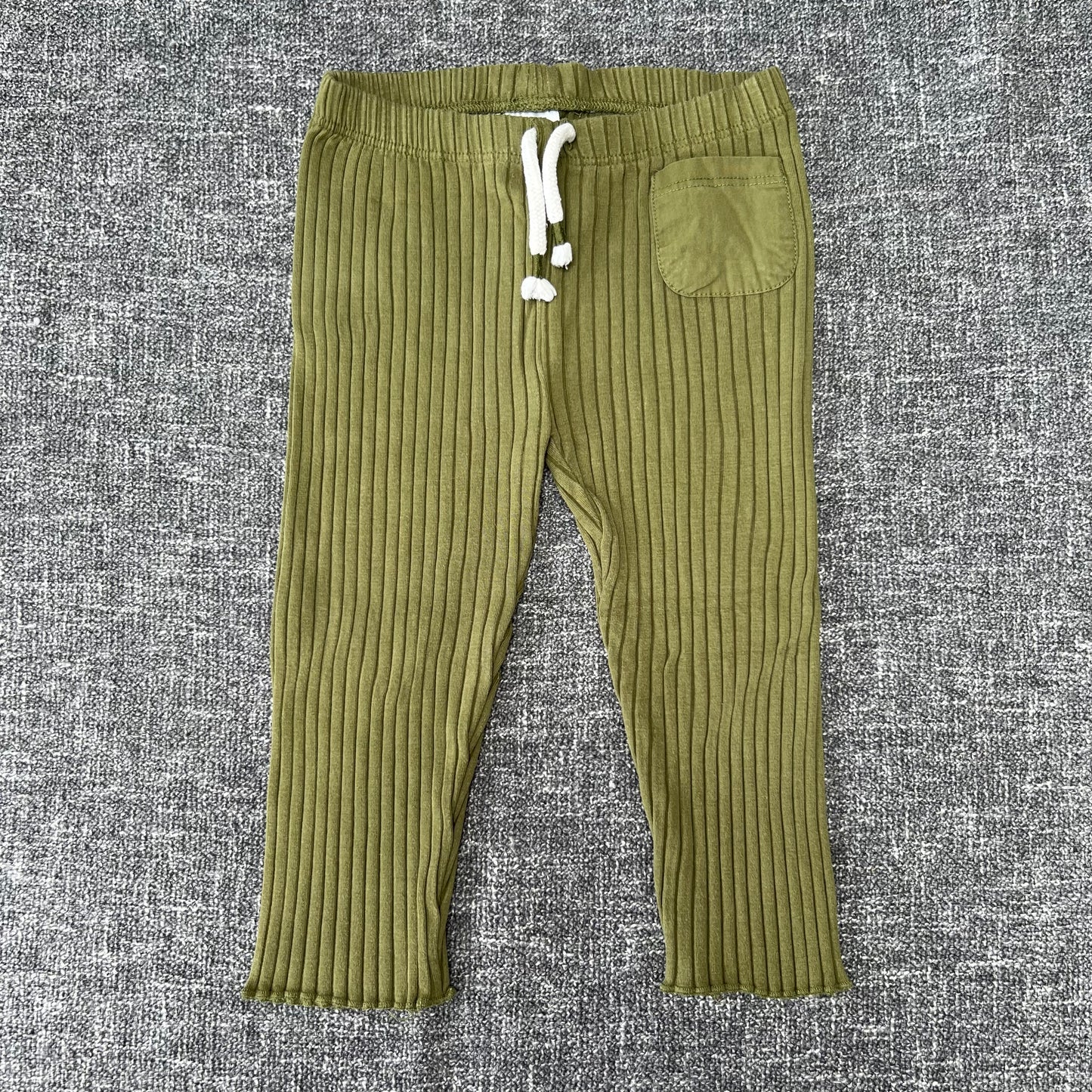 Boys 12-18 Month Khaki Green Ribbed Leggings