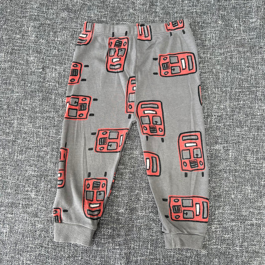 Boys 12-18 Month Grey Pj Bottoms With Red Bus Print