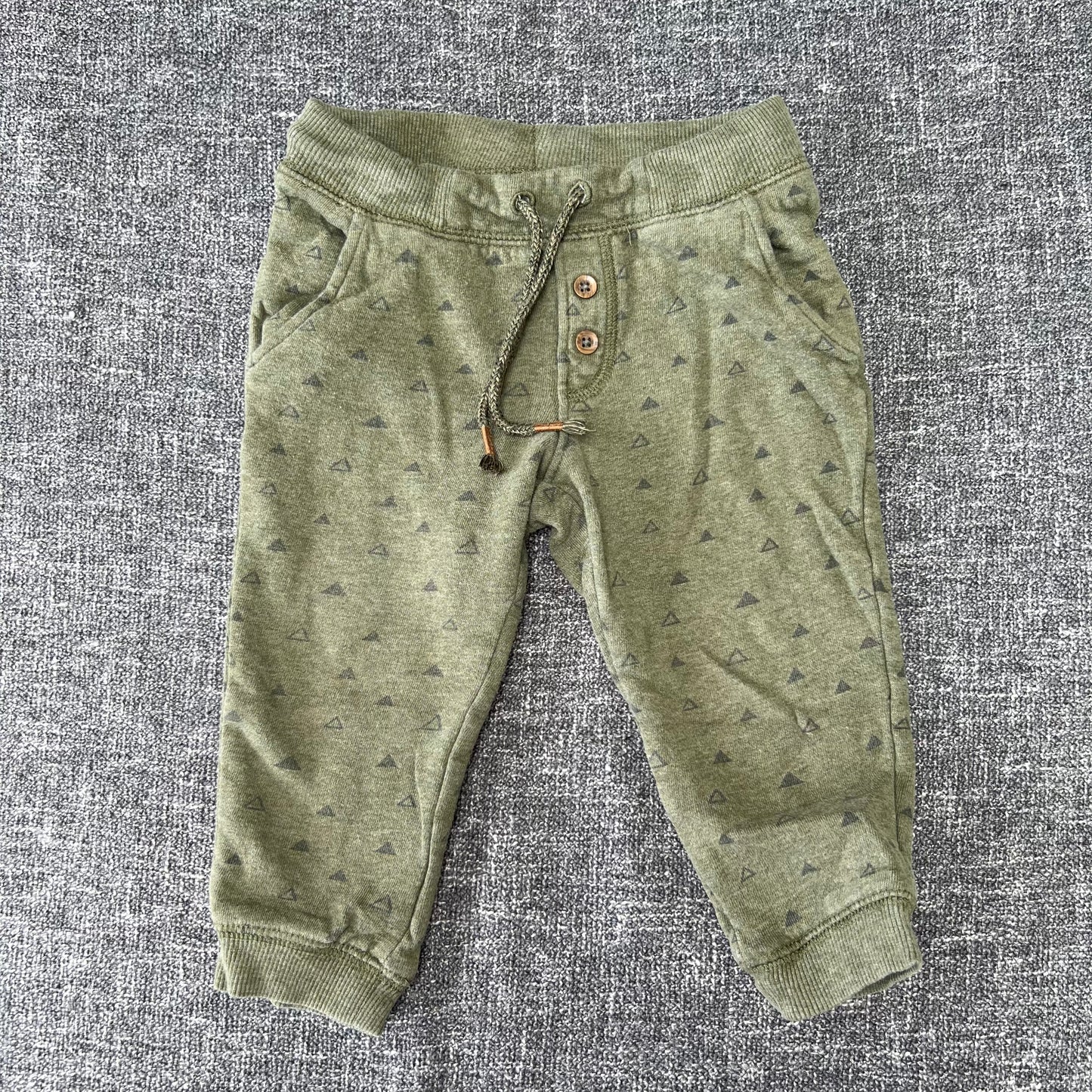 Boys 12-18 Month Green Joggers With Triangle Print