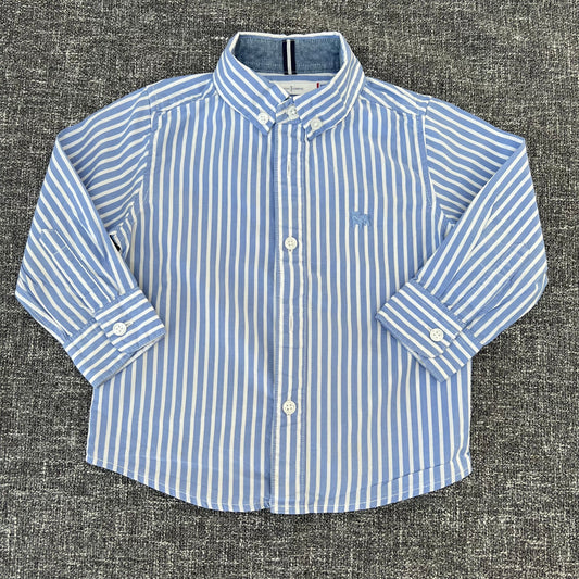 Boys 12-18 Month Blue & White Striped Long Sleeved Shirt