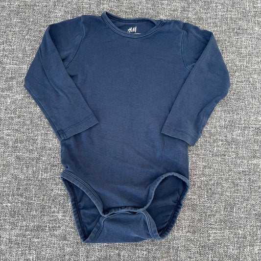 Boys 12-18 Month Plain Blue Long Sleeved Bodysuit