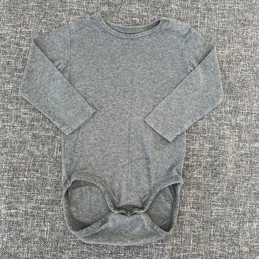 Boys 12-18 Month Plain Grey Long Sleeved Bodysuit