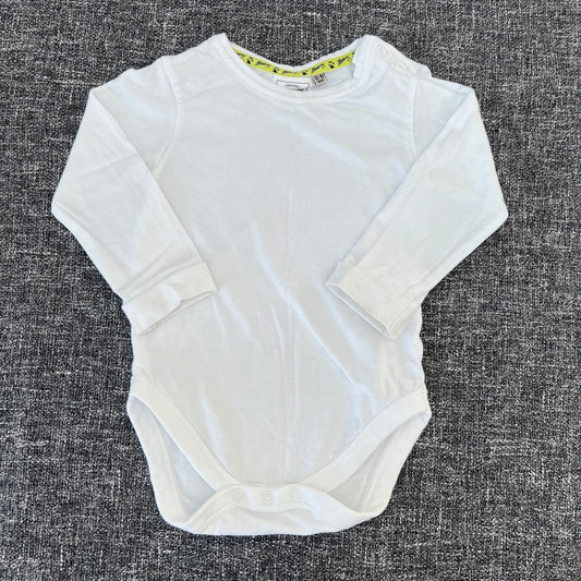 Boys 12-18 Month Plain White Long Sleeved Bodysuit