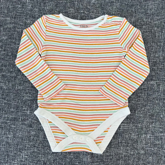 Boys 12-18 Month Orange Striped Long Sleeved Bodysuit