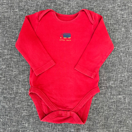 Boys 12-18 Month Red "Little Truck" Long Sleeved Bodysuit