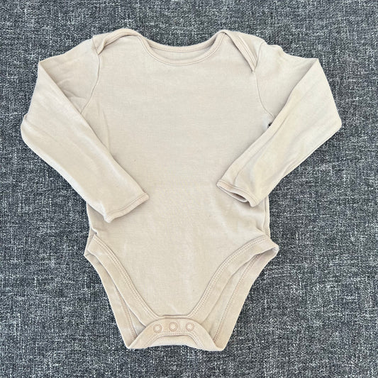 Boys 12-18 Month Plain Beige Long Sleeved Bodysuit