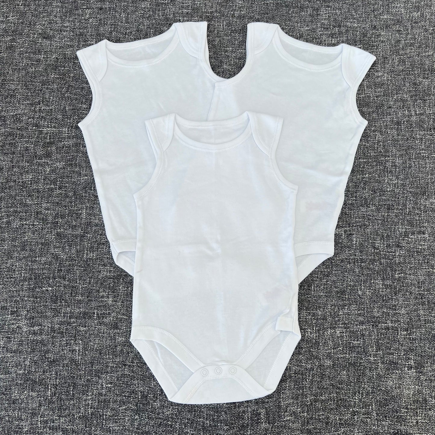 Boys 12-18 Month Plain White Sleeveless Bodysuit 3 Pk