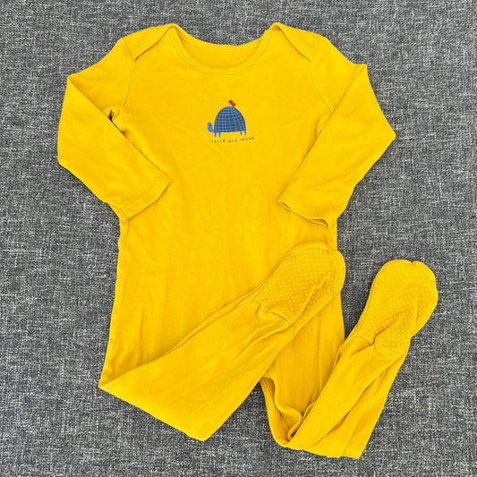 Boys 12-18 Month Yellow "Little & Loved" Sleepsuit