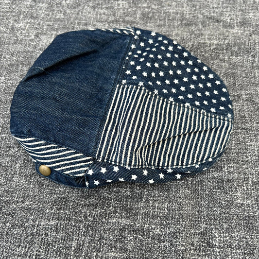 Boys 12-18 Month Blue Flat Cap With Printed White Stars & Stripes