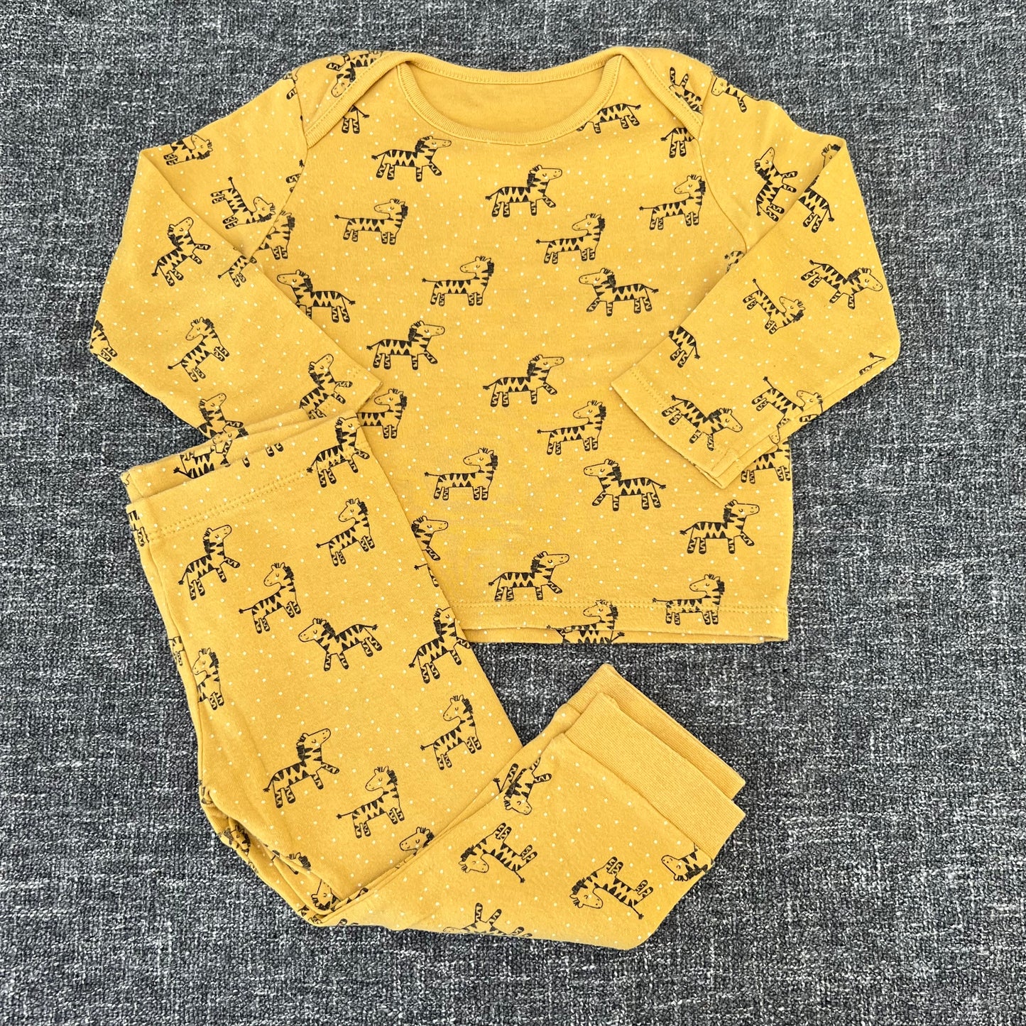 Boys 12-18 Month Yellow Zebra Print Pjs