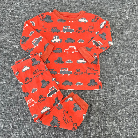 Boys 12-18 Month Orange Pjs With A Car Print