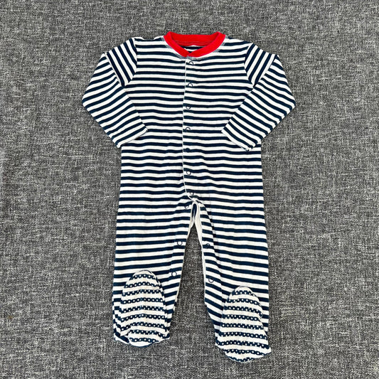 Boys 12-18 Month Blue & White Striped Sleepsuit