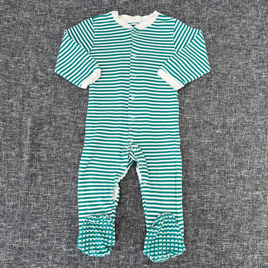 Boys 12-18 Month Green & White Striped Sleepsuit