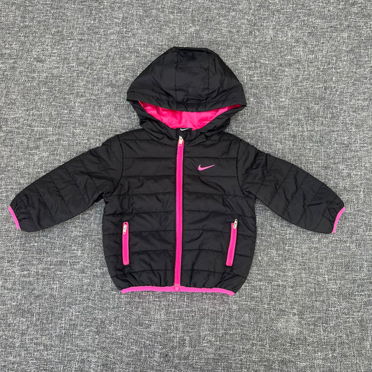 Girls 9-12 Month Black & Pink Padded Hooded Jacket