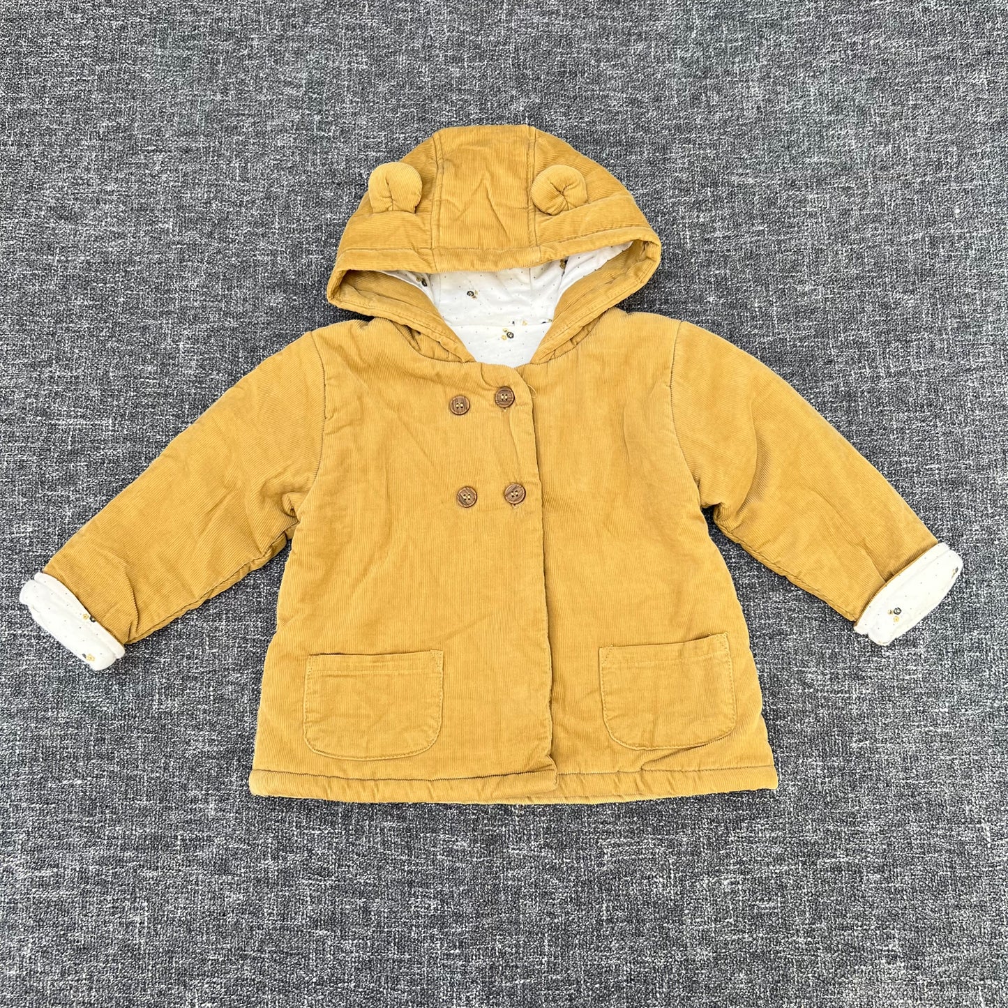 Girls 9-12 Month Mustard Fine Cord Padded Jacket