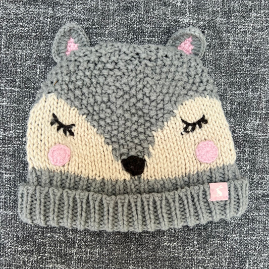 Girls 6-9 Month Grey Fox Beanie Winter Hat