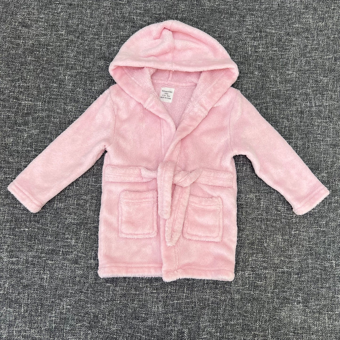 Girls 9-12 Month Pink Fleece Hooded Dressing Gown