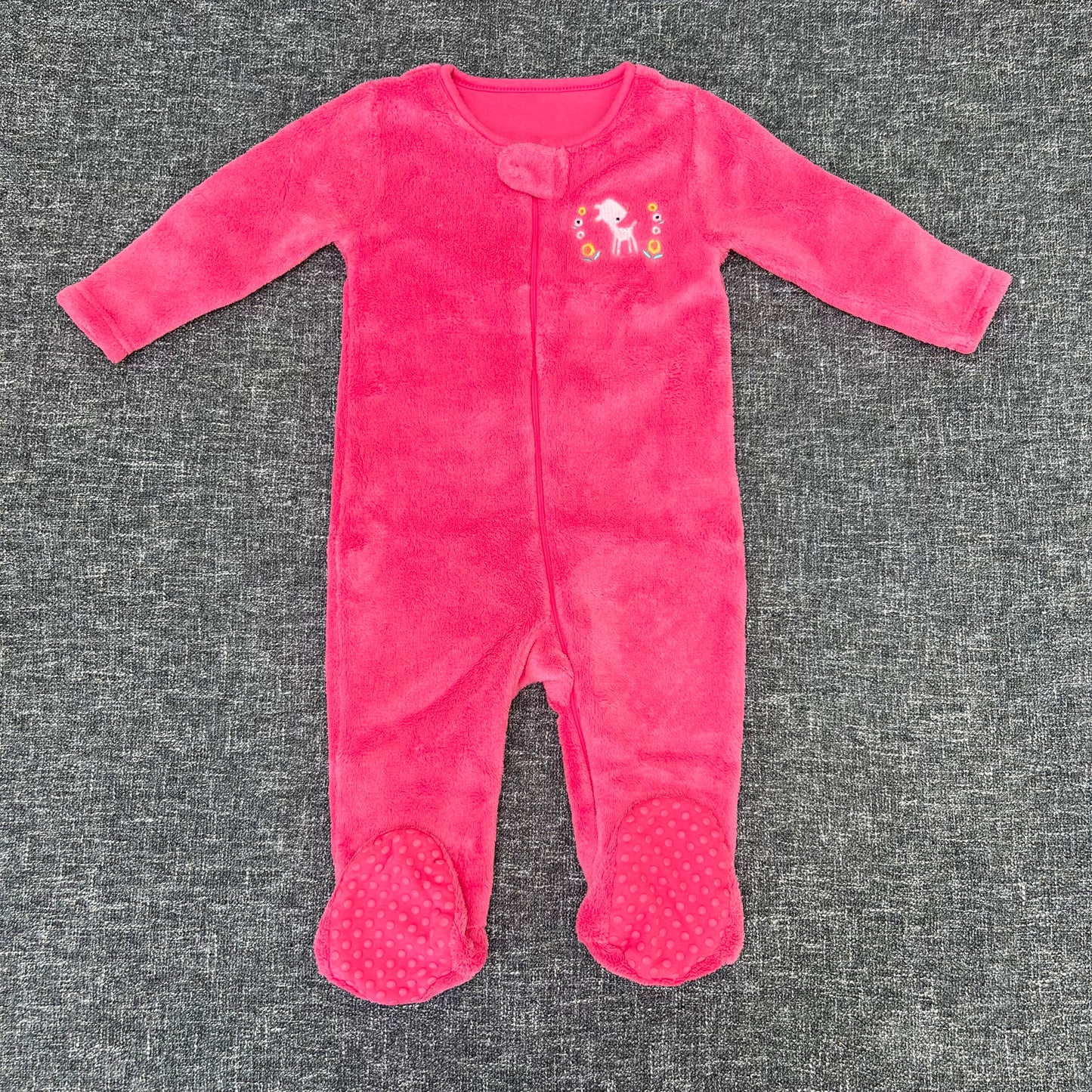 Girls 9-12 Month Pink Fleece Sleepsuit