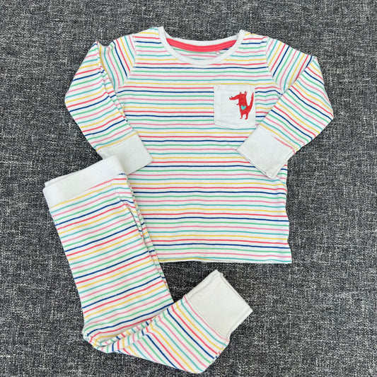 Girls 9-12 Month White Rainbow Striped Pjs