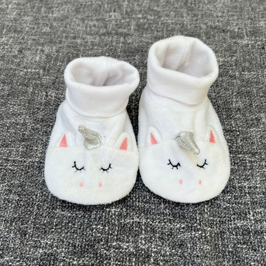 Girls 9-12 Month White Unicorn Booties