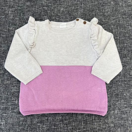 Girls 9-12 Month Lilac & Beige Knitted Jumper