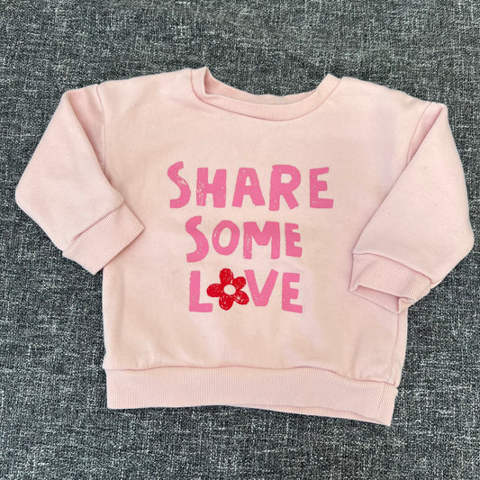 Girls 9-12 Month Pink Sweatshirt Jumper "Share the love"