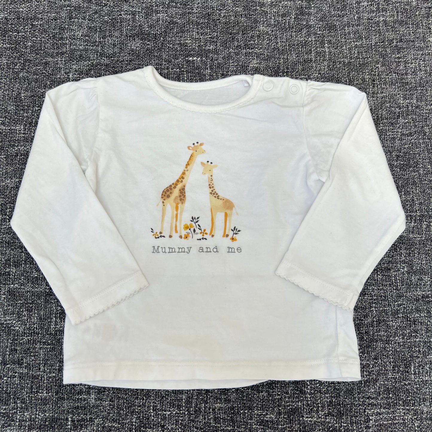 Girls 9-12 Month White "Mummy & Me" Giraffe Motif Long Sleeved Top