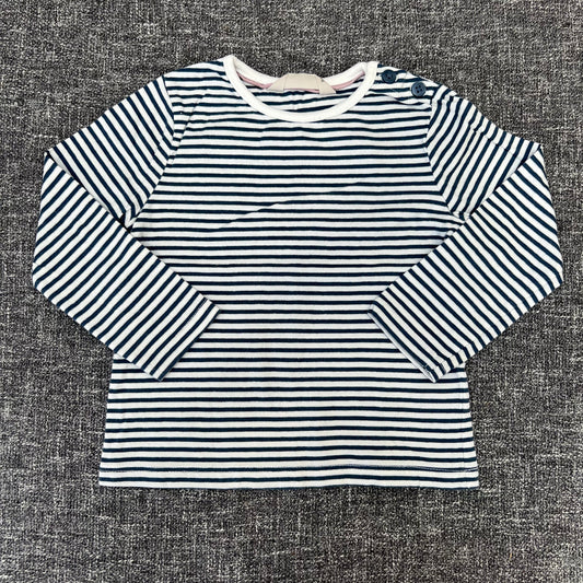 Girls 9-12 Month Blue & White Striped Long Sleeved Top