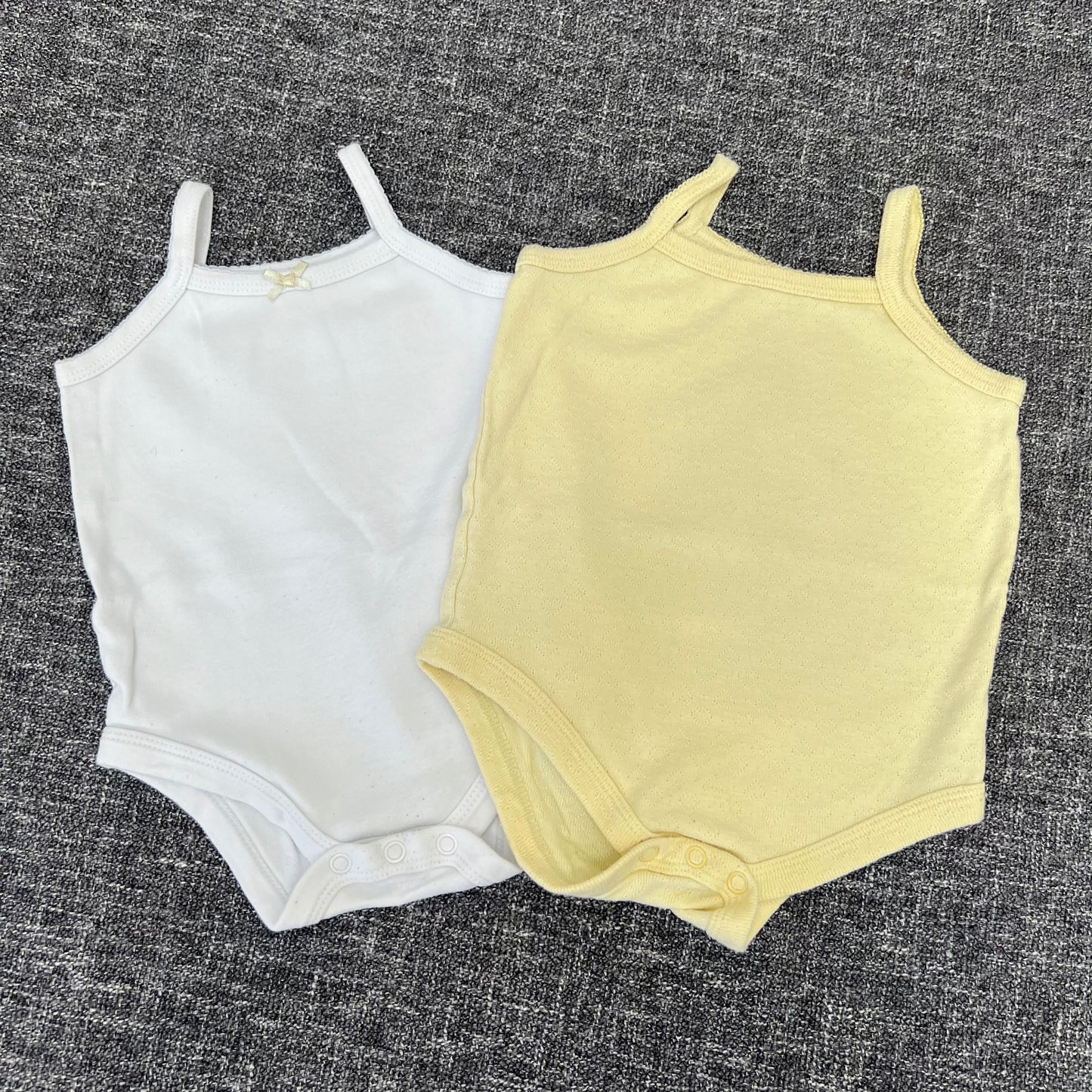 Girls 9-12 Month Plain Yellow & White Sleeveless Bodysuits 2Pk