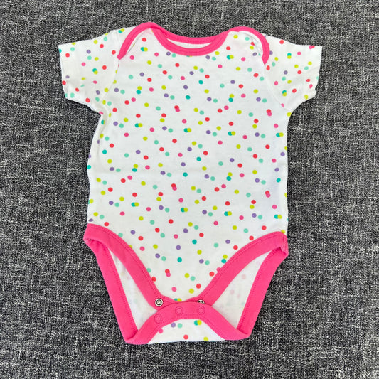 Girls 9-12 Month White Short Sleeved Bodysuit With Multicoloured Dots