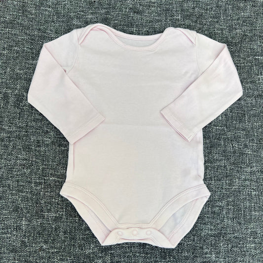 Girls 9-12 Month Plain Pink Long Sleeved Bodysuit