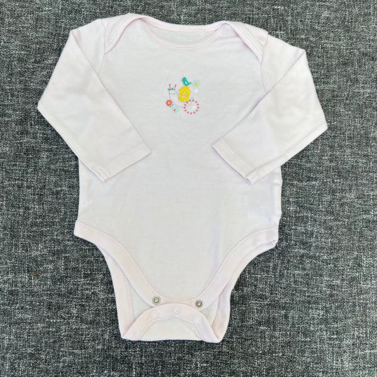 Girls 9-12 Month Pink Long Sleeved Bodysuit With Snail Motif