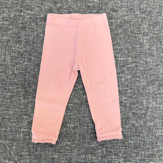 Girls 9-12 Month Plan Pink Leggings With Lace Trim At The Hem