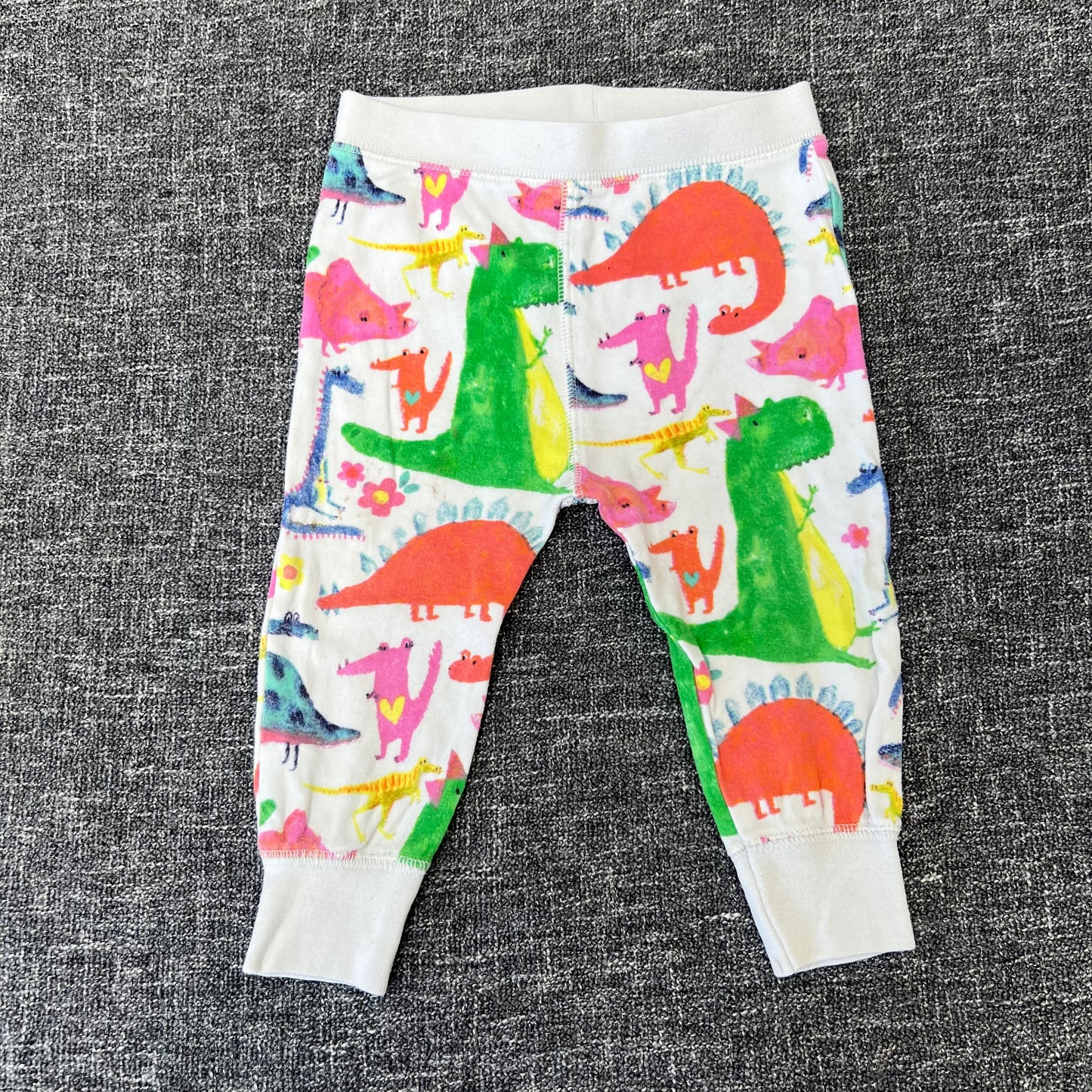 Girls 9-12 Month White Dinosaur Print Pj Bottoms