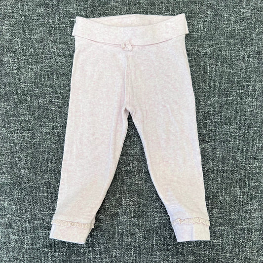 Girls 9-12 Month Plain Pink Ribbed Leggings