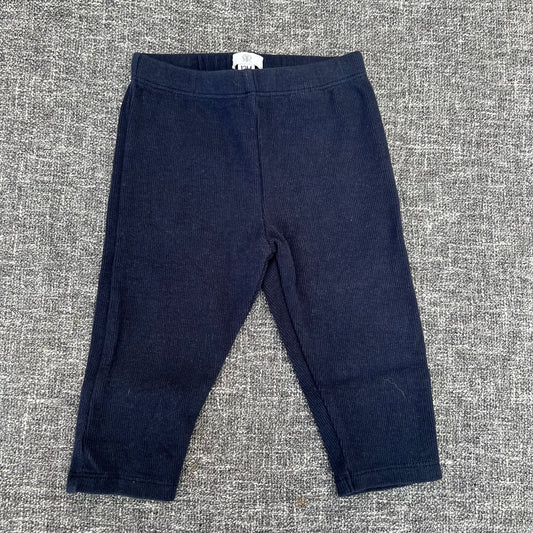 Girls 9-12 Month Plain Blue Ribbed Leggings