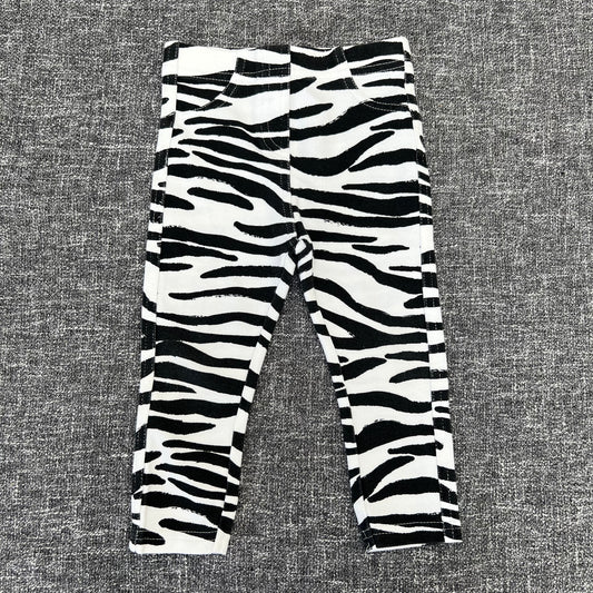 Girls 9-12 Month Black & White Zebra Print Leggings