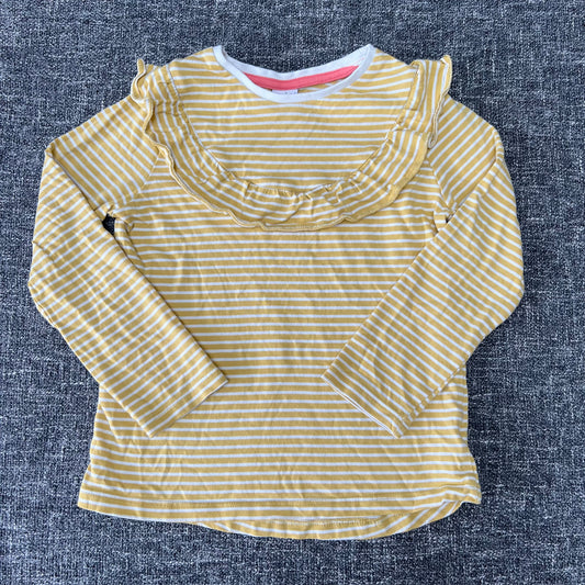 GIrls 4-5 Year Yellow & White Striped Long Sleeved Top