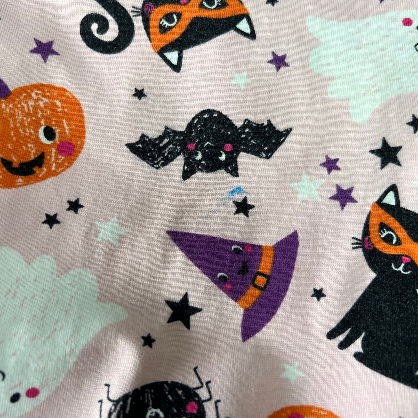 Girls 5-6 Year Pink Long Sleeved Halloween Dress With Halloween Print (PIP)