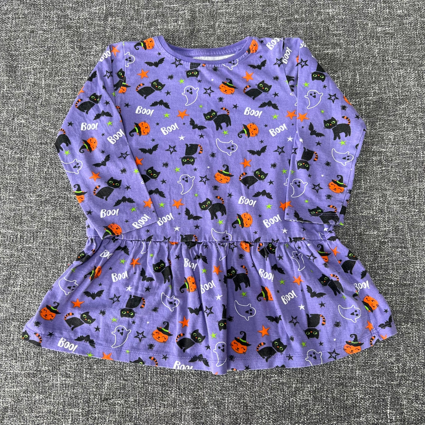 Girls 2-3 Year Purple With Halloween Print Long Sleeved Dress