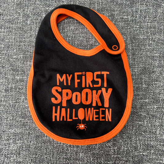 Boys/ girls Black & Orange "My First Spooky Halloween" Bib