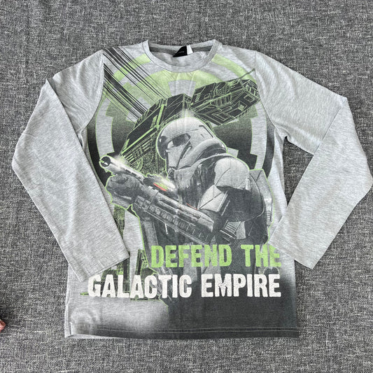 Boys 12-13 Year Grey Star Wars "Defend The Galactic Empire" Long Sleeved Top