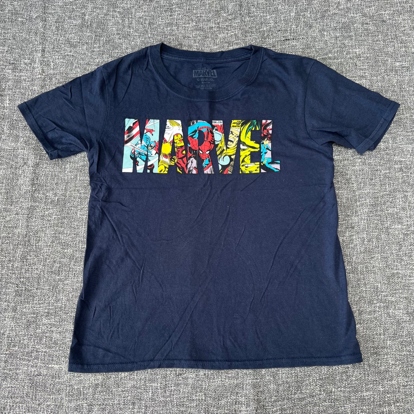 Boys 9-10 Year Navy Blue Marvel T-shirt