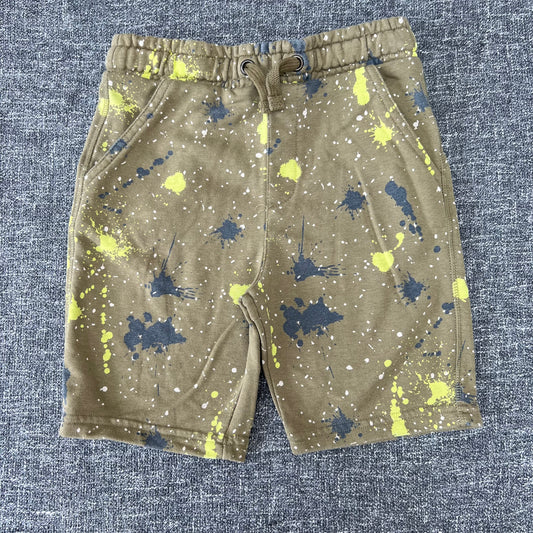 Boys 7-8 Year Green Paint Splatter Print Shorts