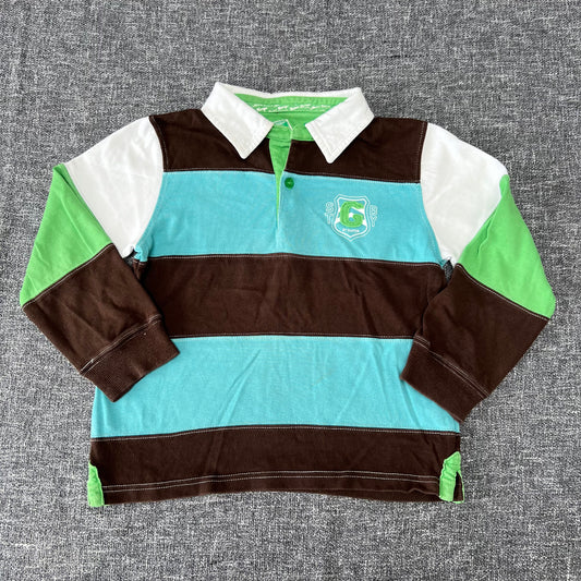 Boys 6-7 Year Blue, Brown, Green & White Rugby Style Shirt / Jumper (PIP)