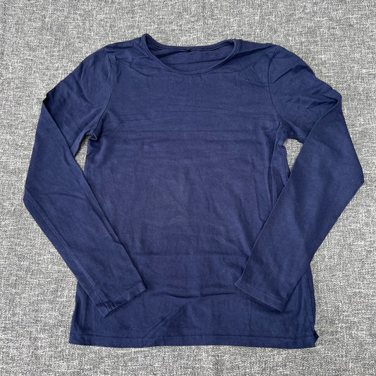 Girls 10-11 Year Plain Navy Blue Long Sleeved Top