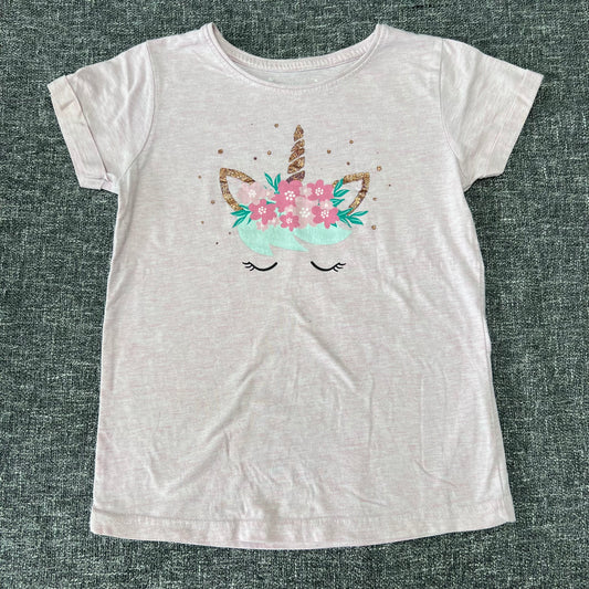 GIrls 9-10 Year Pink Unicorn Motif T-shirt