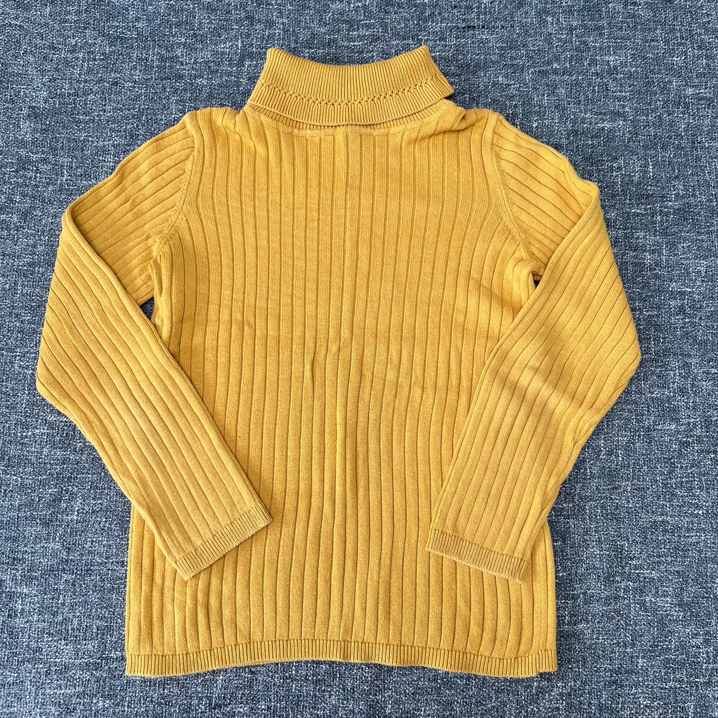 Girls 9-12 Year Yellow Ribbed Roll Neck Long Sleeved Top