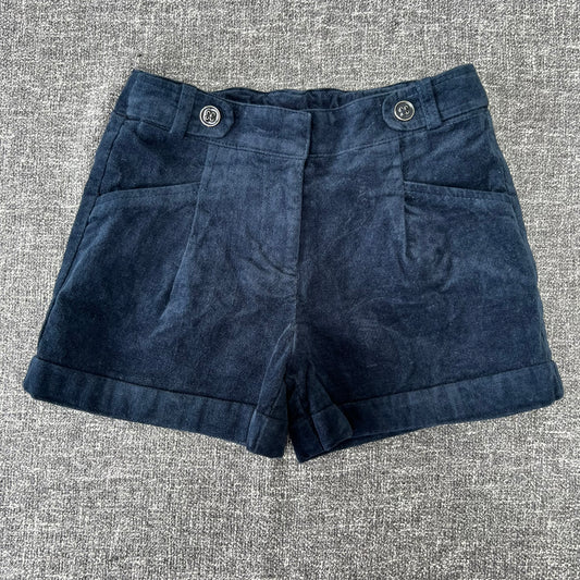 Girls 7-8 Year Navy Blue Velvet Like Winter Shorts With Adjustable Waist